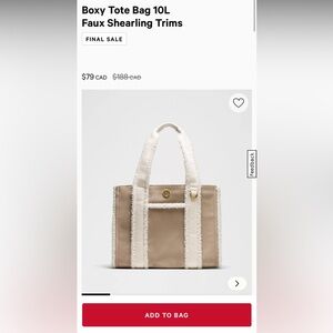 lululemon Boxy Tote Faux Shearling Trims Cream and Tan Tote Bag Brown